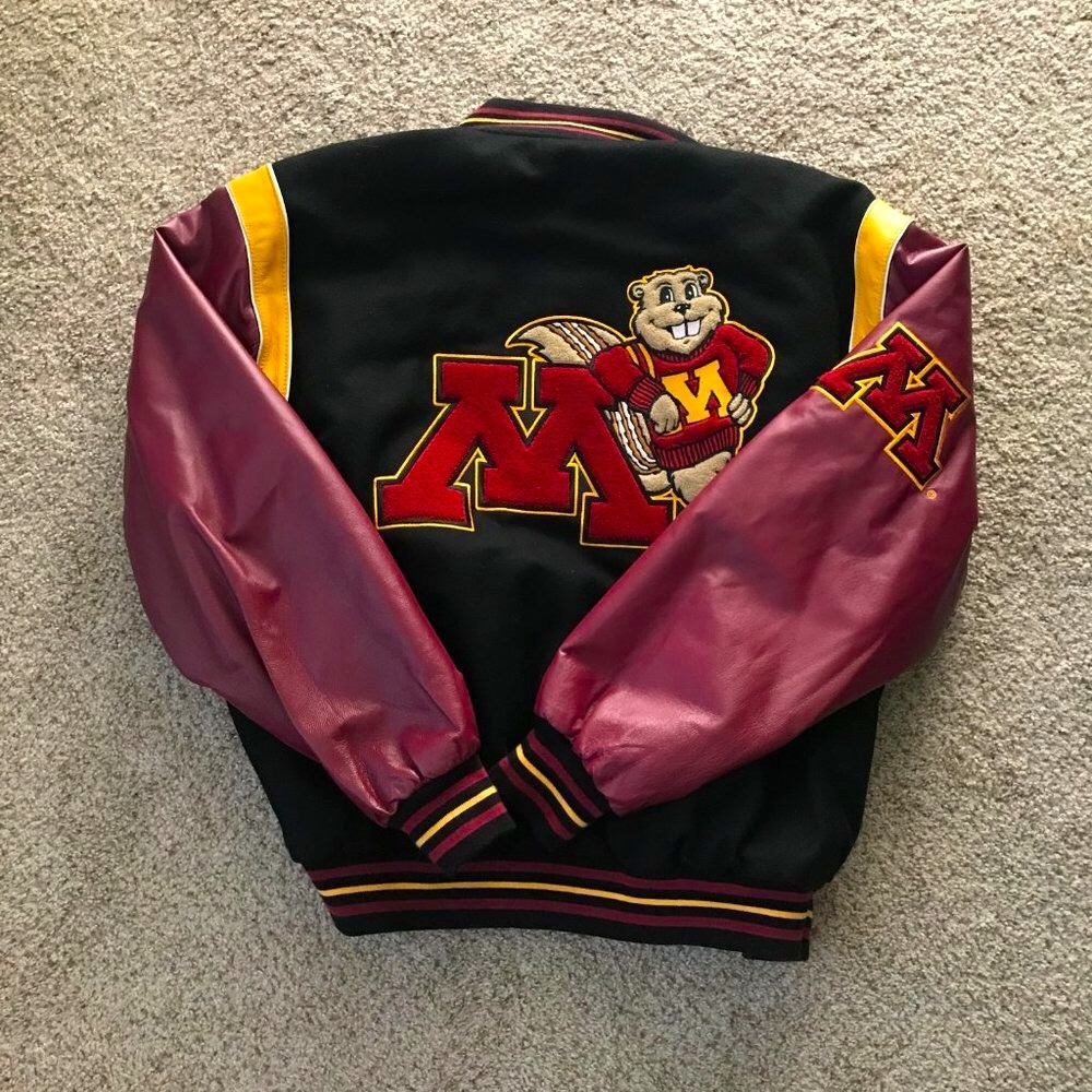 Vintage & Rare Golden Gopher's MN Leather Football Reversible Bomber Jacket